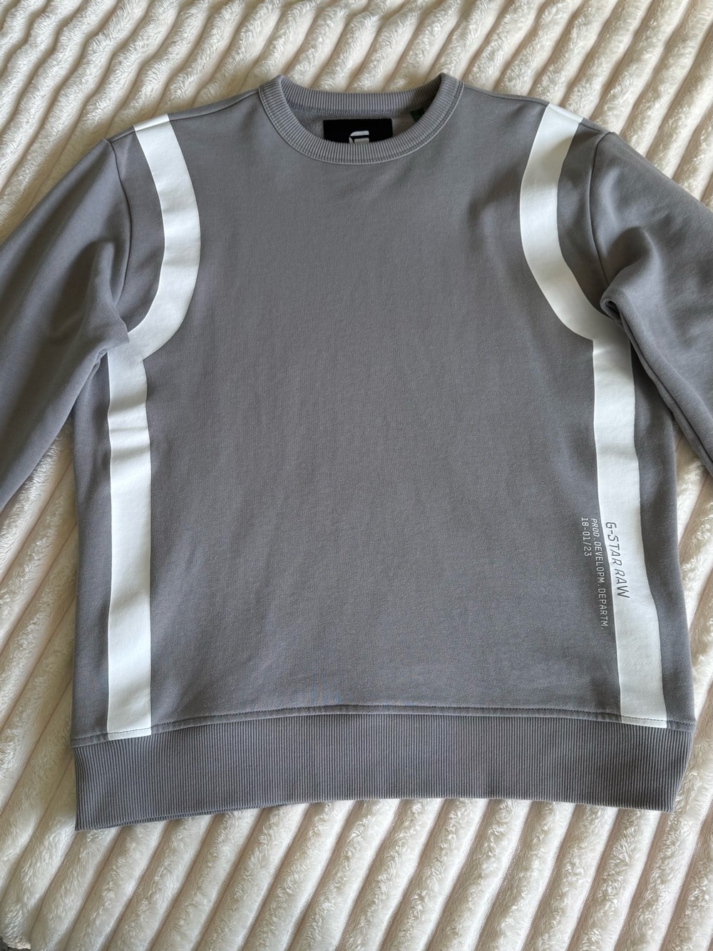 G-Star Grey Crewneck Sweater with White Side Stripes